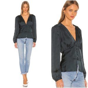 Sanctuary Favorite Romance Satin Blouse, Jade - XS